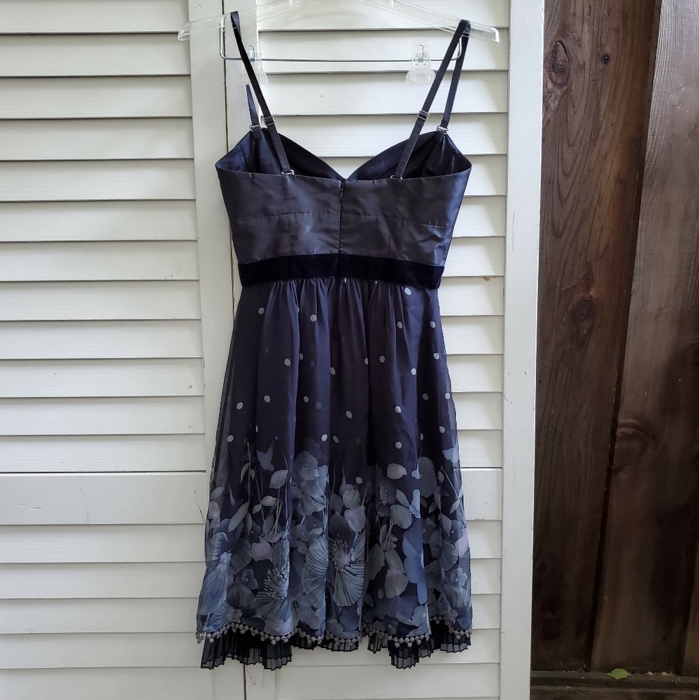 Rebecca Taylor dark blue silk floral party dress - Picture 2 of 8
